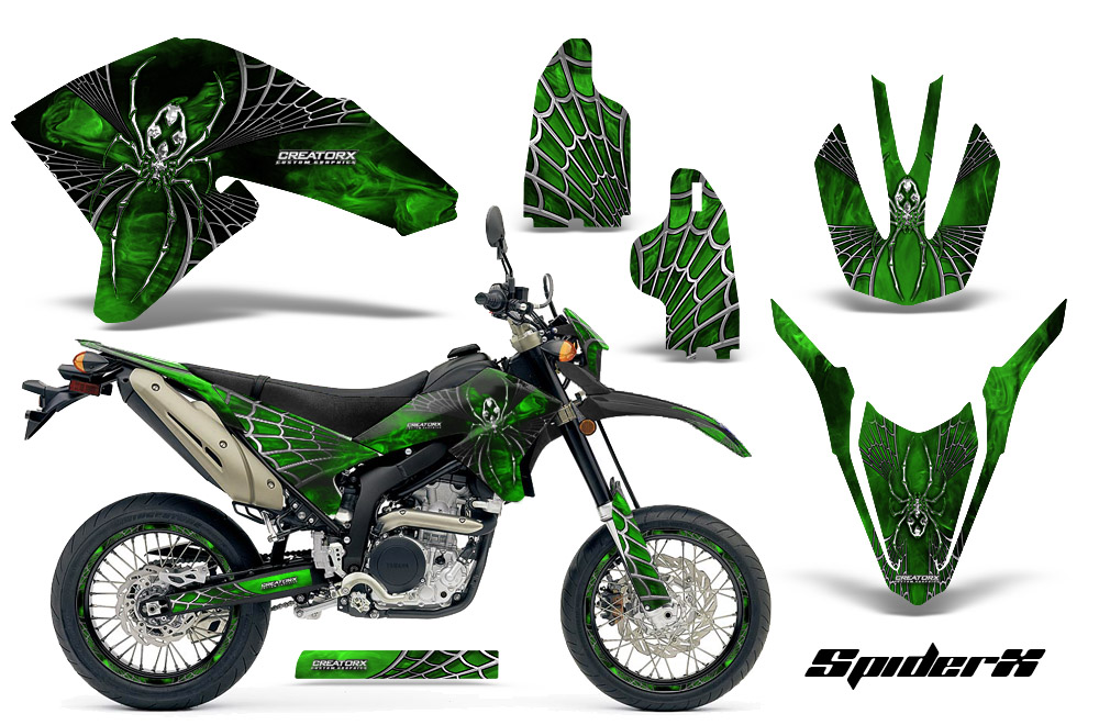 Yamaha WR250X R Graphics Kit SpiderX Green NP Rims